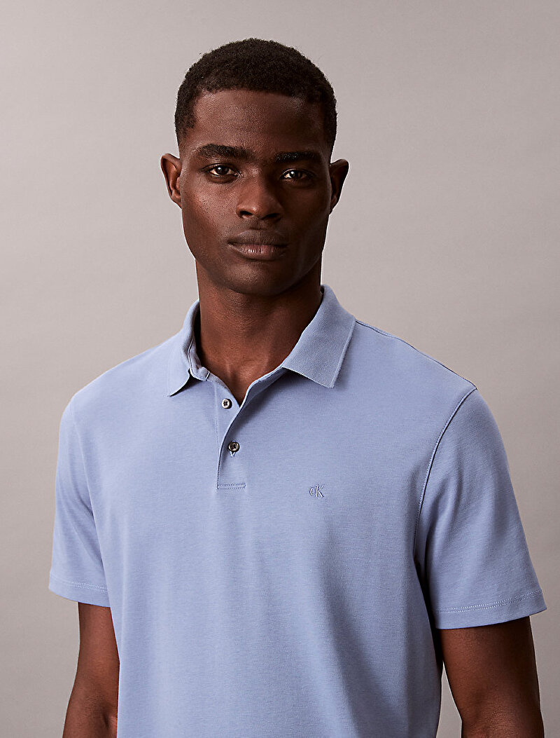 Calvin Klein Mavi Renkli Erkek Supima Chest Polo T-shirt