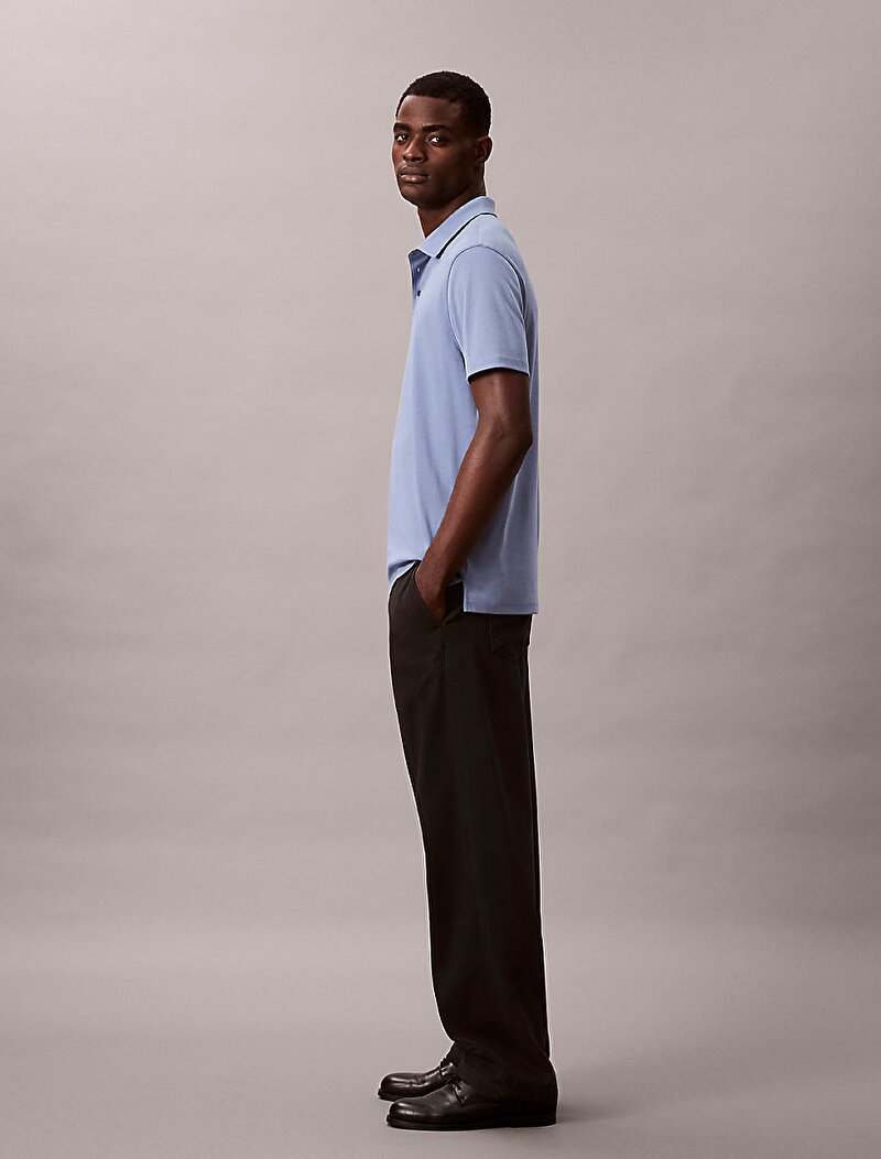 Calvin Klein Mavi Renkli Erkek Supima Chest Polo T-shirt