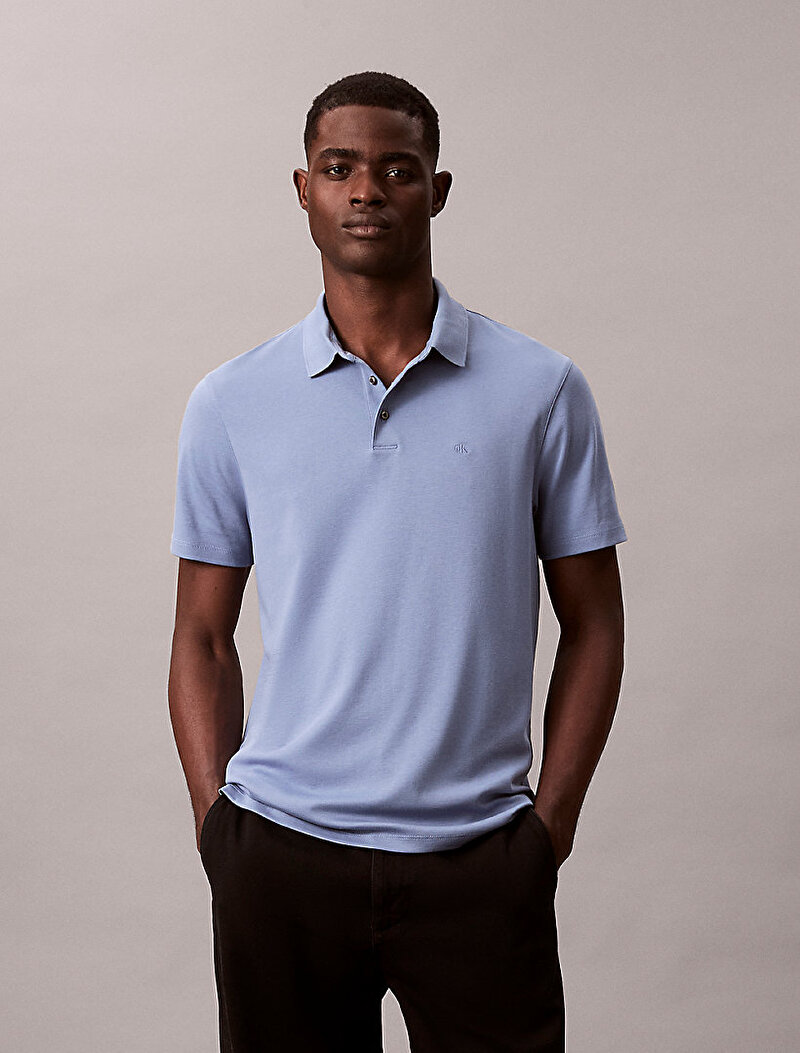 Calvin Klein Mavi Renkli Erkek Supima Chest Polo T-shirt