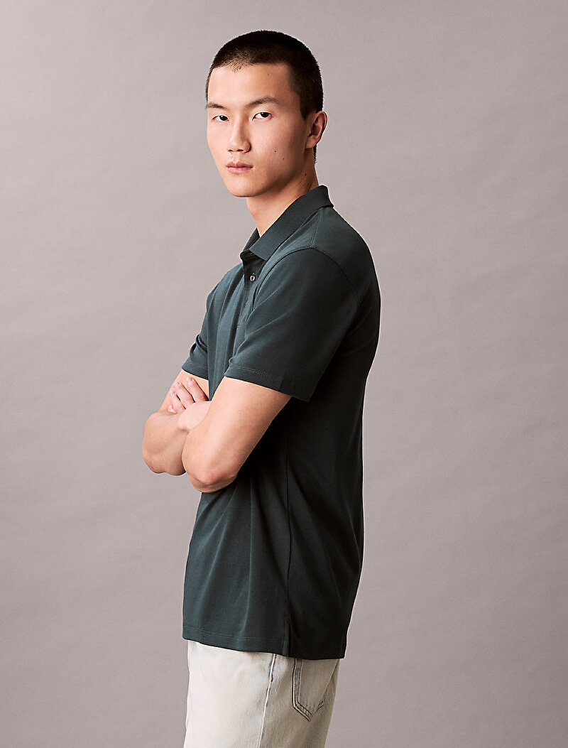 Calvin Klein Yeşil Renkli Erkek Supima Chest Polo T-shirt