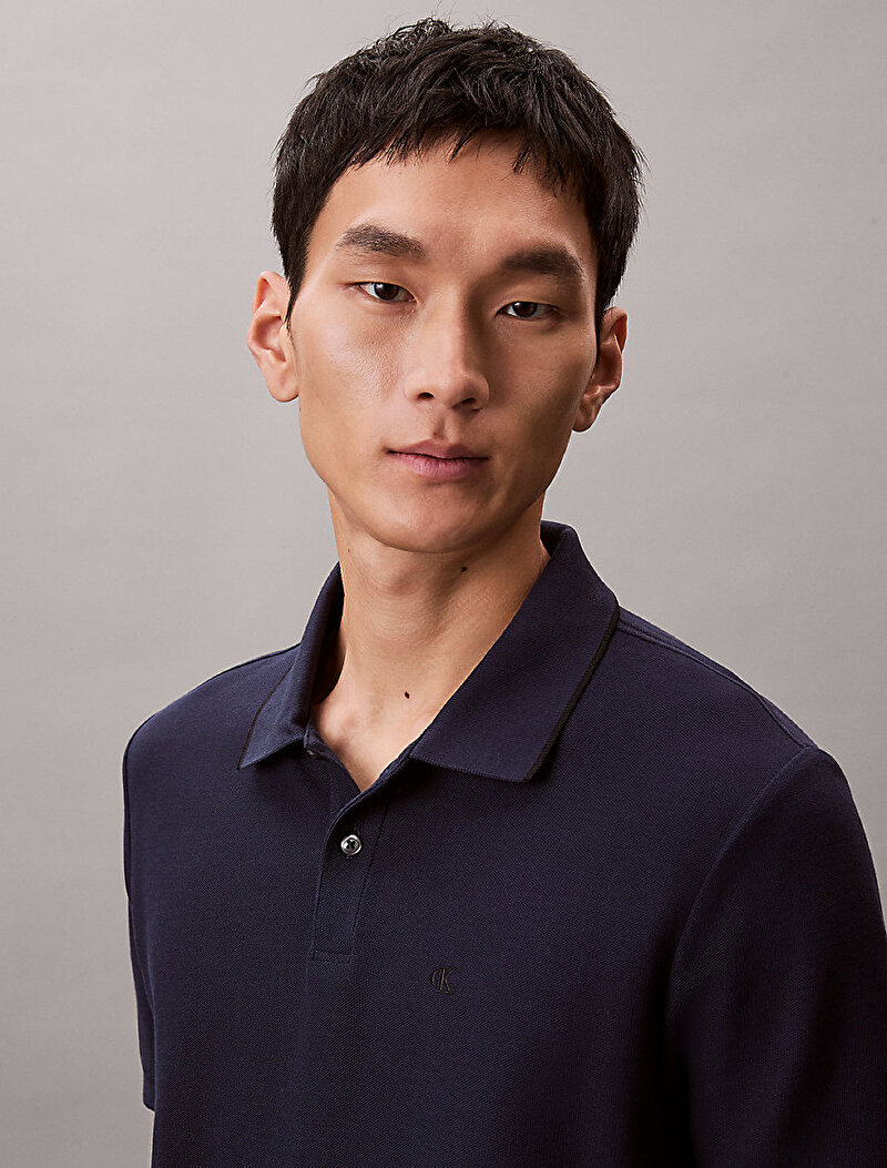 Calvin Klein Lacivert Renkli Erkek Refined Pique Polo T-shirt
