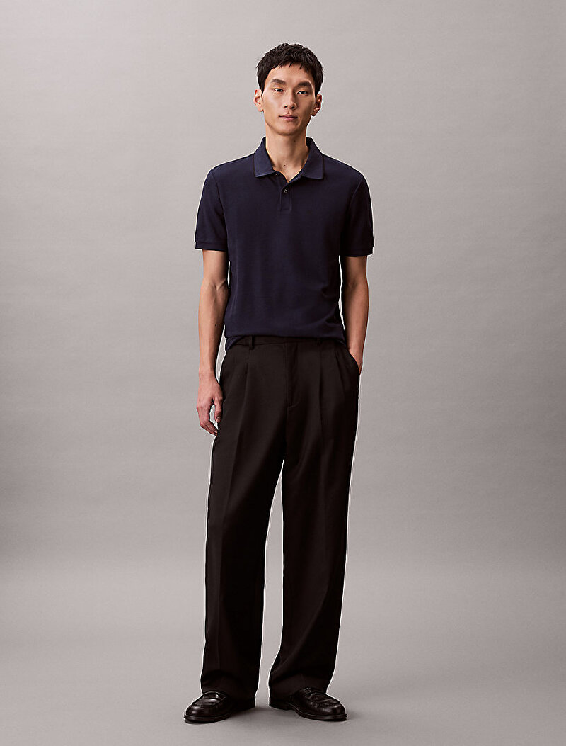 Calvin Klein Lacivert Renkli Erkek Refined Pique Polo T-shirt