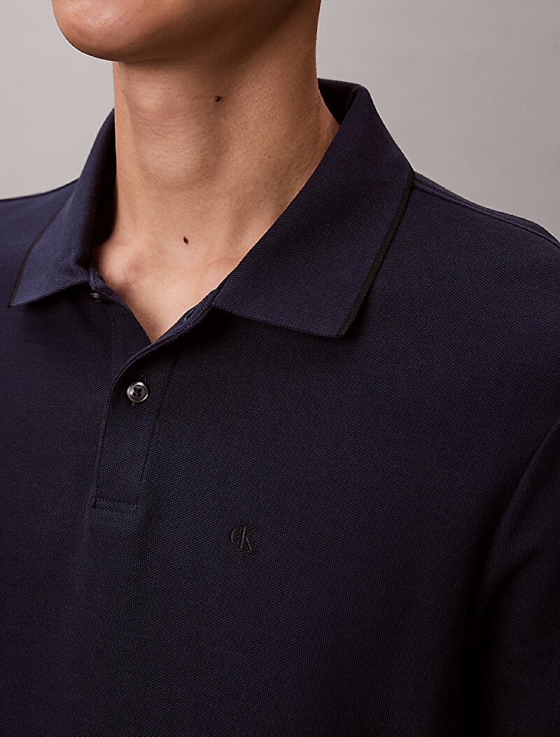 Calvin Klein Lacivert Renkli Erkek Refined Pique Polo T-shirt