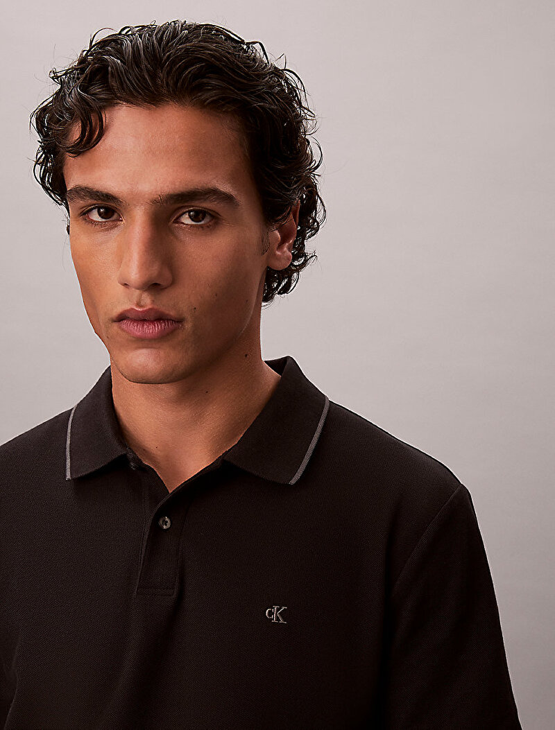 Calvin Klein Siyah Renkli Erkek Refined Pique Polo T-shirt