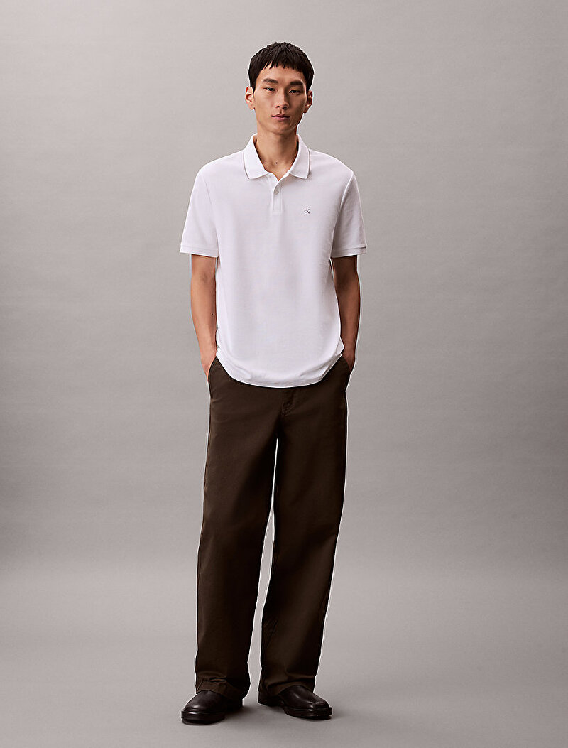 Calvin Klein Beyaz Renkli Erkek Refined Pique Polo T-shirt