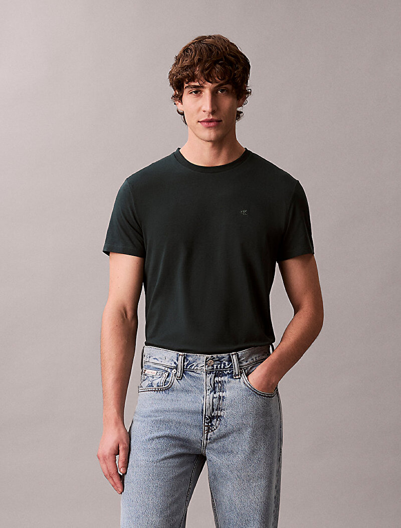 Calvin Klein Yeşil Renkli Erkek Slim Stretch Cotton T-shirt