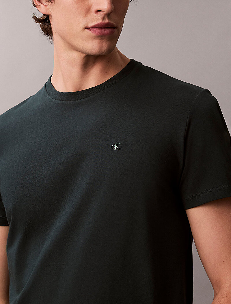 Calvin Klein Yeşil Renkli Erkek Slim Stretch Cotton T-shirt