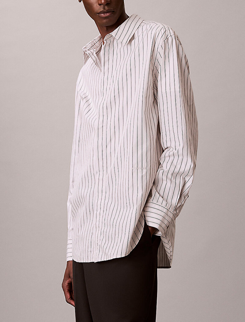 Calvin Klein Gri Renkli Erkek Multi Stripe Gömlek