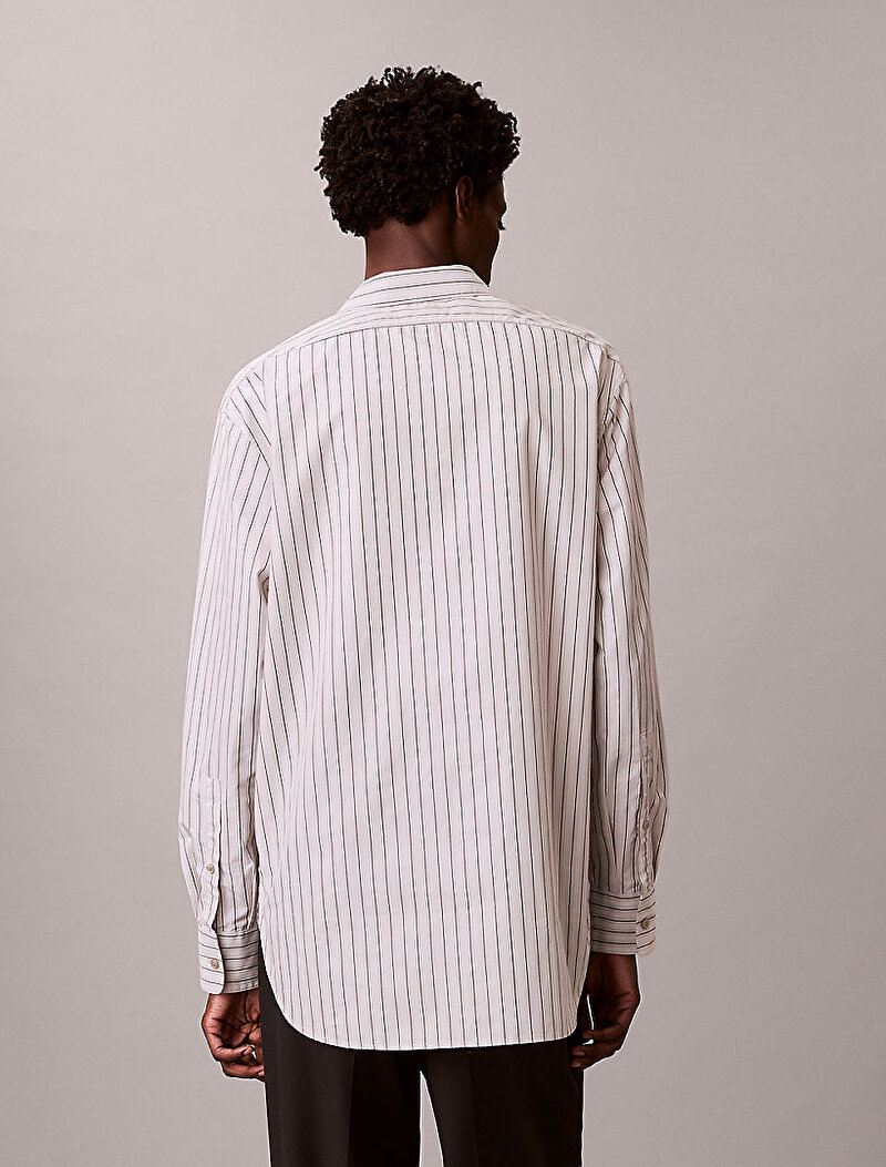 Calvin Klein Gri Renkli Erkek Multi Stripe Gömlek