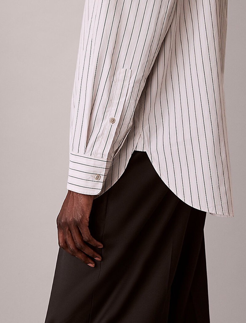 Calvin Klein Gri Renkli Erkek Multi Stripe Gömlek