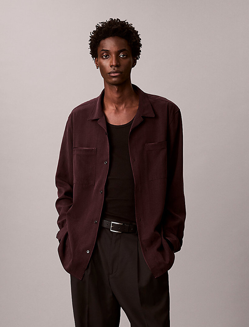 Calvin Klein Kırmızı Renkli Erkek Glossy Camp Gömlek