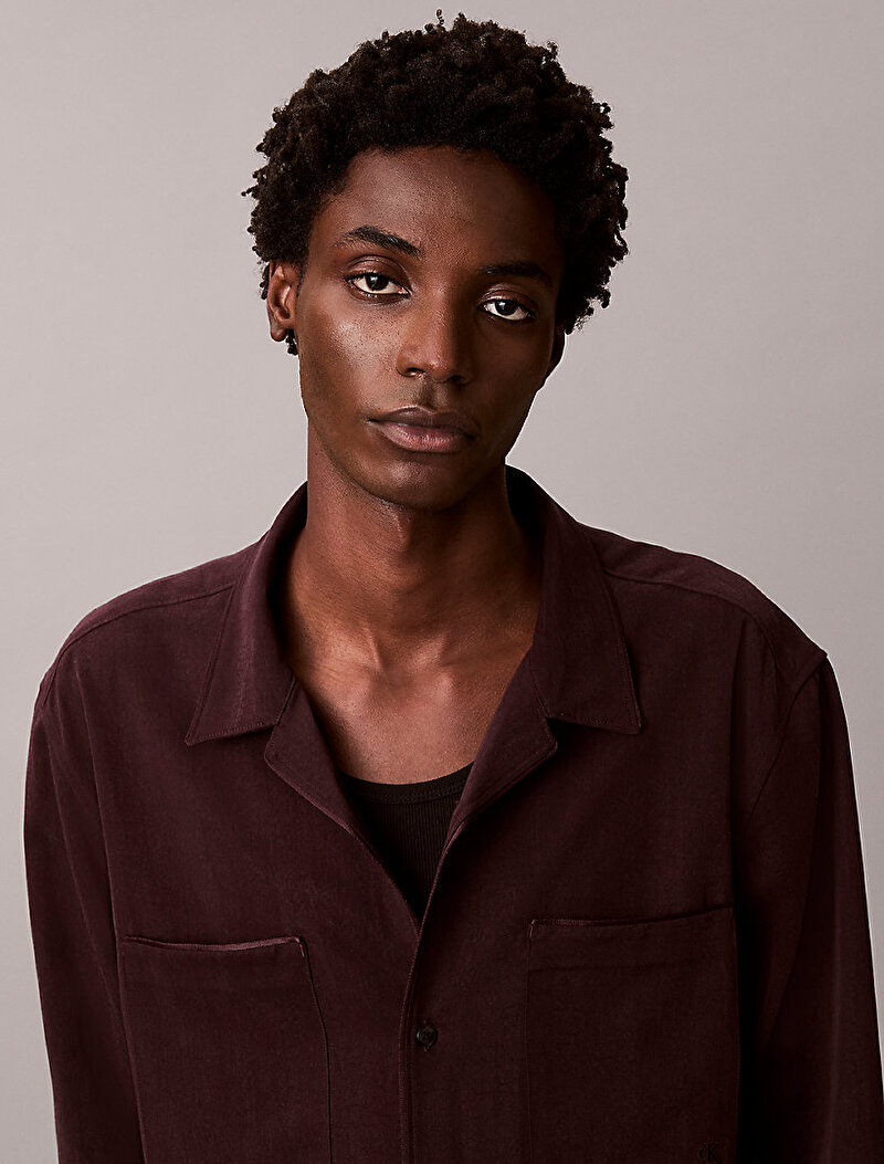 Calvin Klein Kırmızı Renkli Erkek Glossy Camp Gömlek