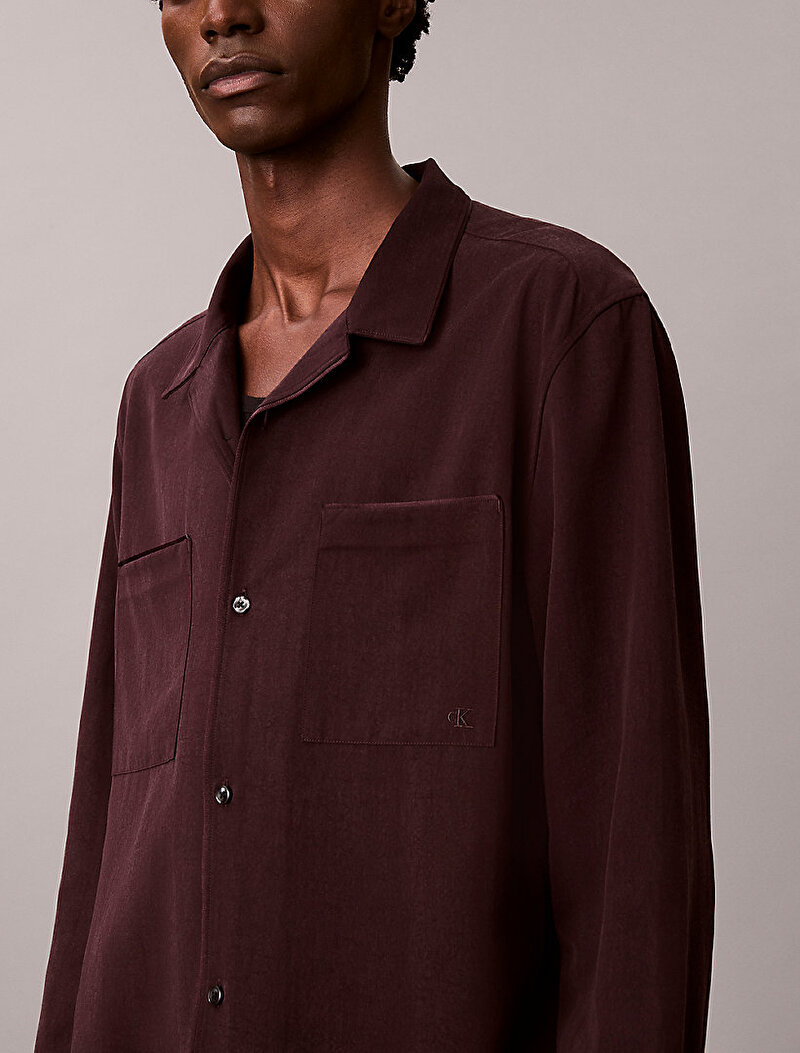 Calvin Klein Kırmızı Renkli Erkek Glossy Camp Gömlek