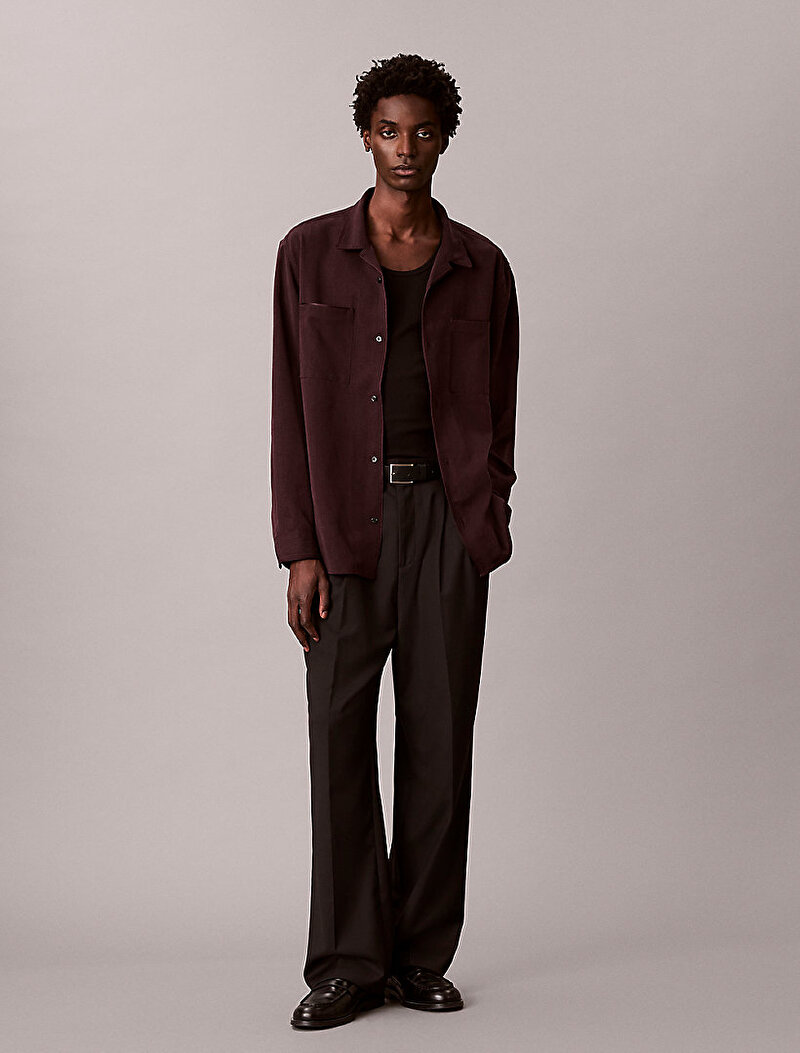 Calvin Klein Kırmızı Renkli Erkek Glossy Camp Gömlek