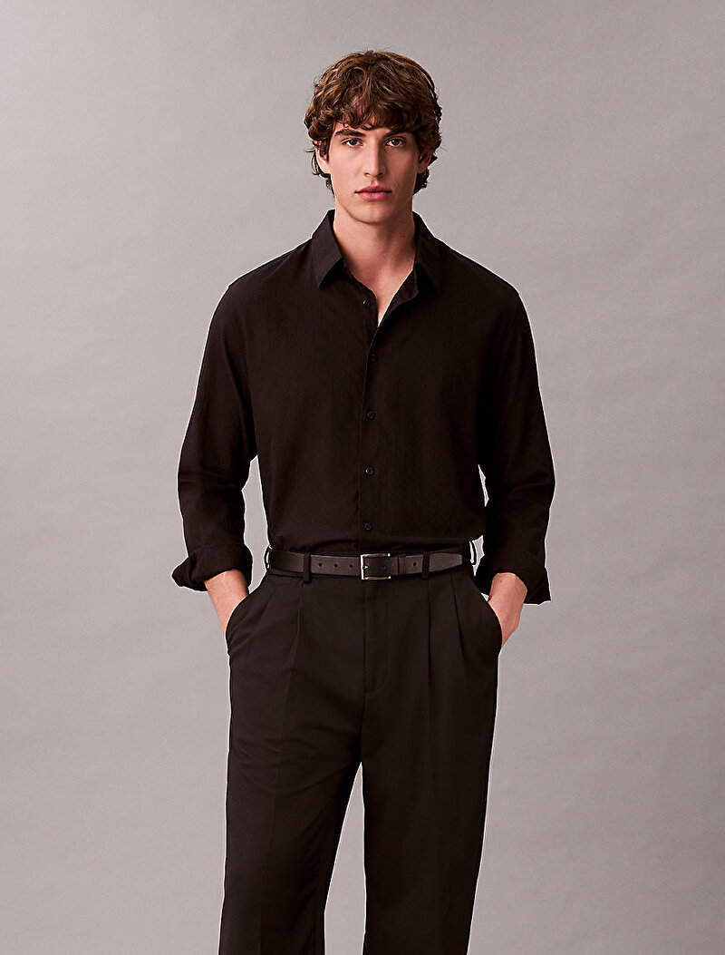 Calvin Klein Siyah Renkli Erkek Jacquard Easy Gömlek