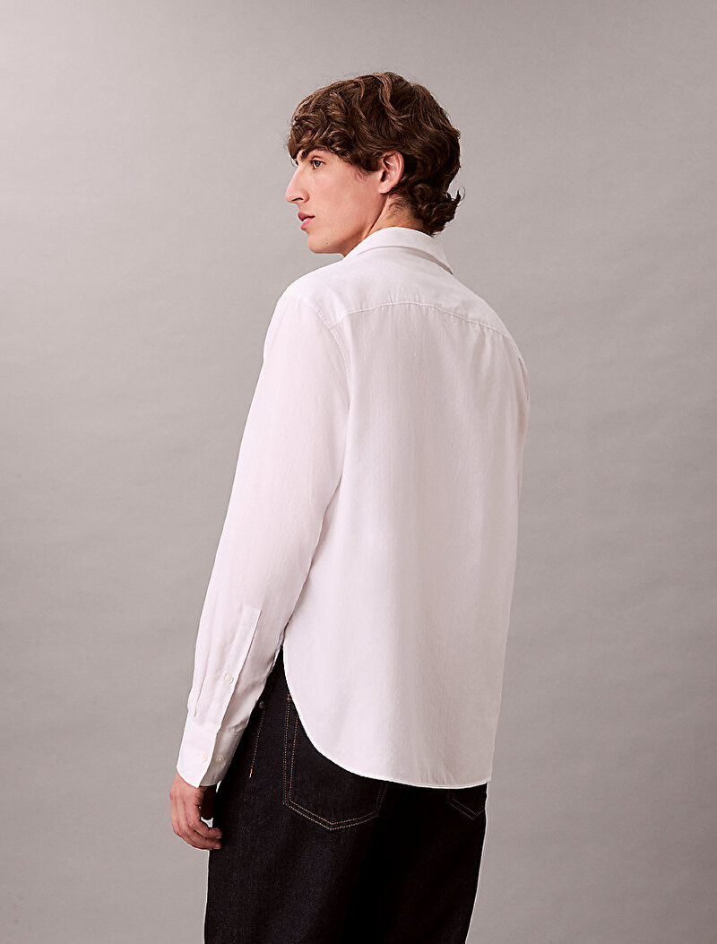 Calvin Klein Beyaz Renkli Erkek Jacquard Easy Gömlek