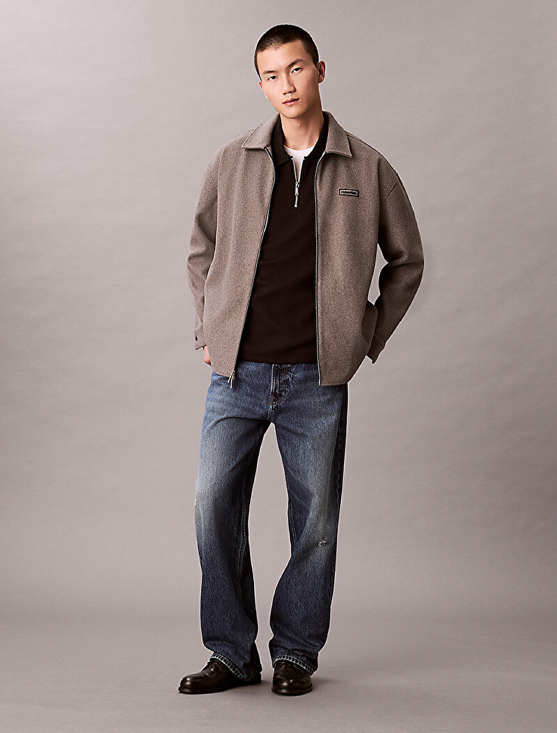 Calvin Klein Siyah Renkli Erkek Crinkle Crepe Polo T-shirt