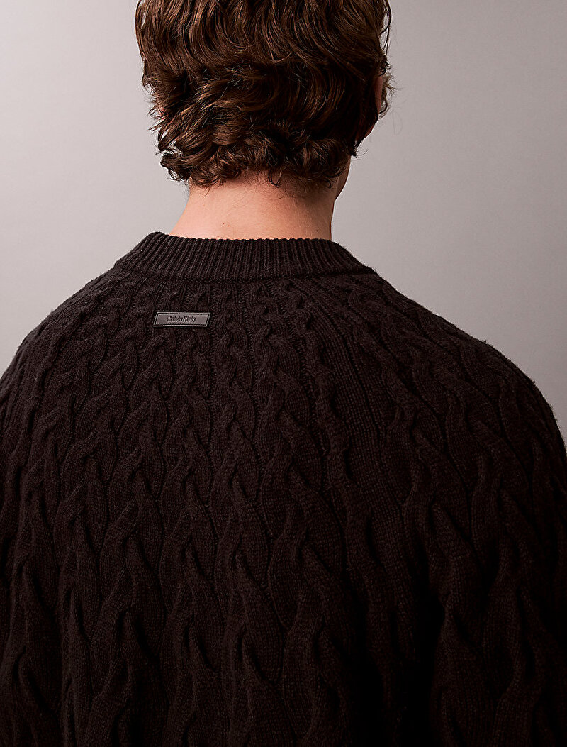 Calvin Klein Siyah Renkli Erkek Lambswool Blend Kazak