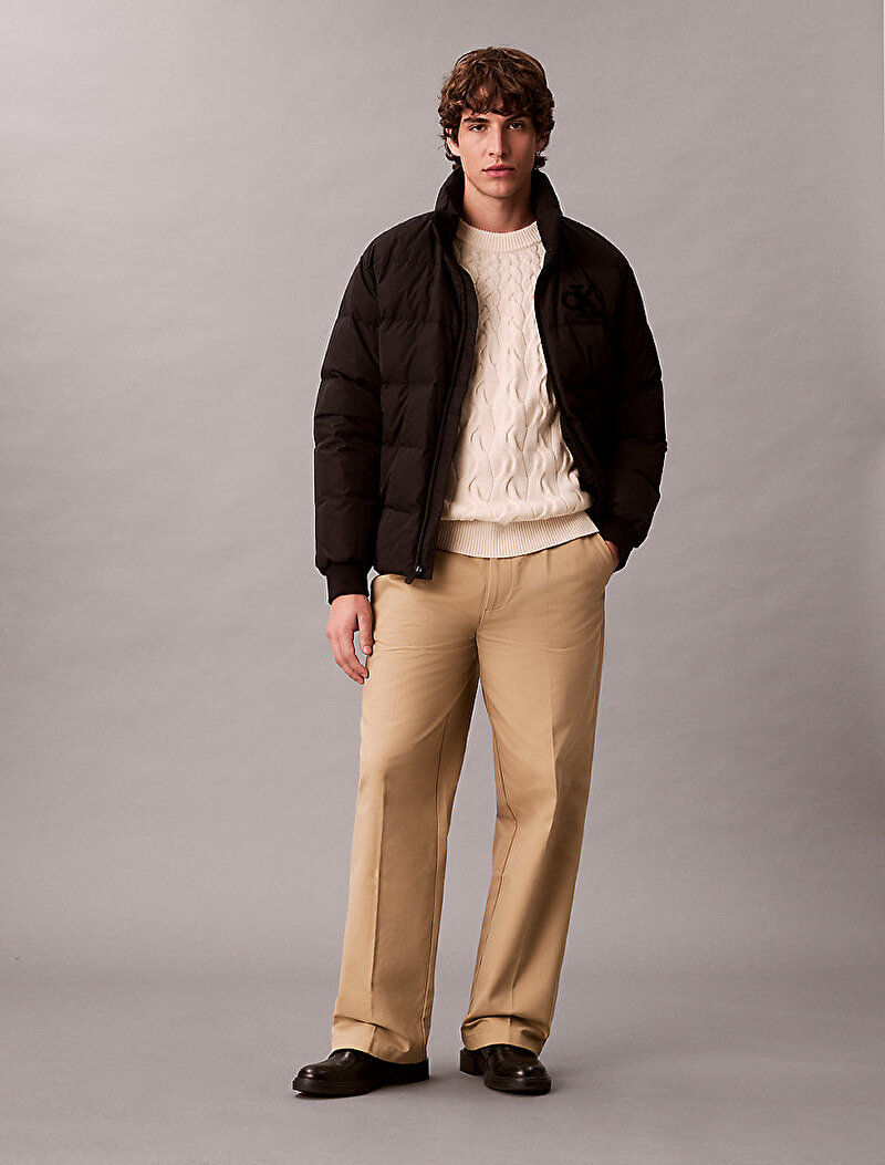 Calvin Klein Bej Renkli Erkek Lambswool Blend Kazak