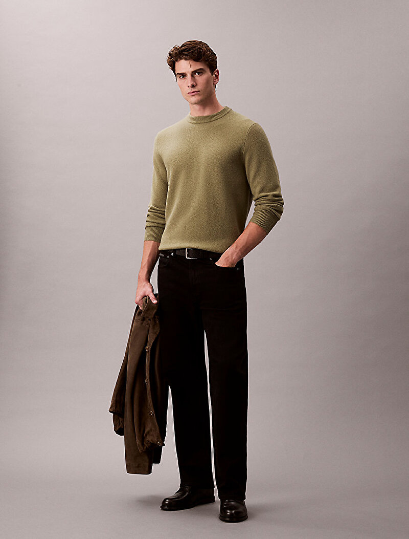 Calvin Klein Yeşil Renkli Erkek Cozy Wool Crewneck Kazak