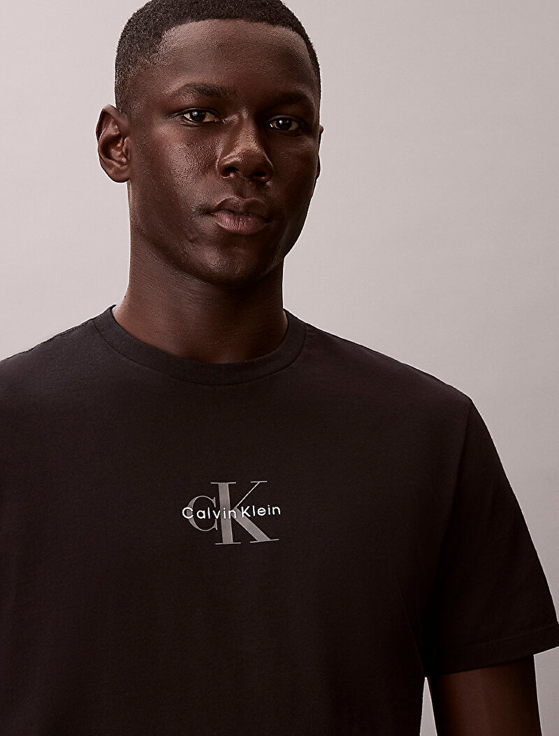 Calvin Klein Siyah Renkli Erkek 30s Micro Monologo T-shirt