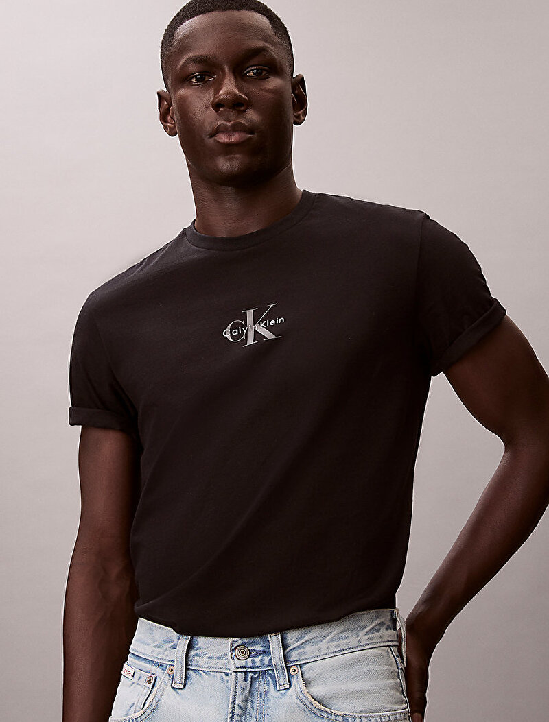 Calvin Klein Siyah Renkli Erkek 30s Micro Monologo T-shirt