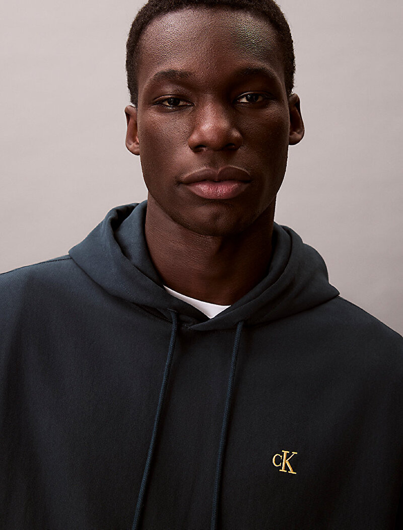 Calvin Klein Lacivert Renkli Erkek Premium Terry Monogram Sweatshirt