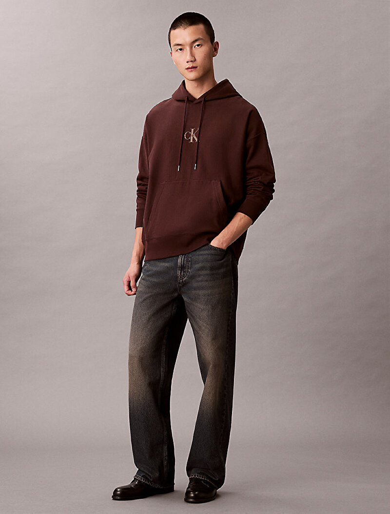 Calvin Klein Kahverengi Renkli Erkek Premium Terry Micro Sweatshirt