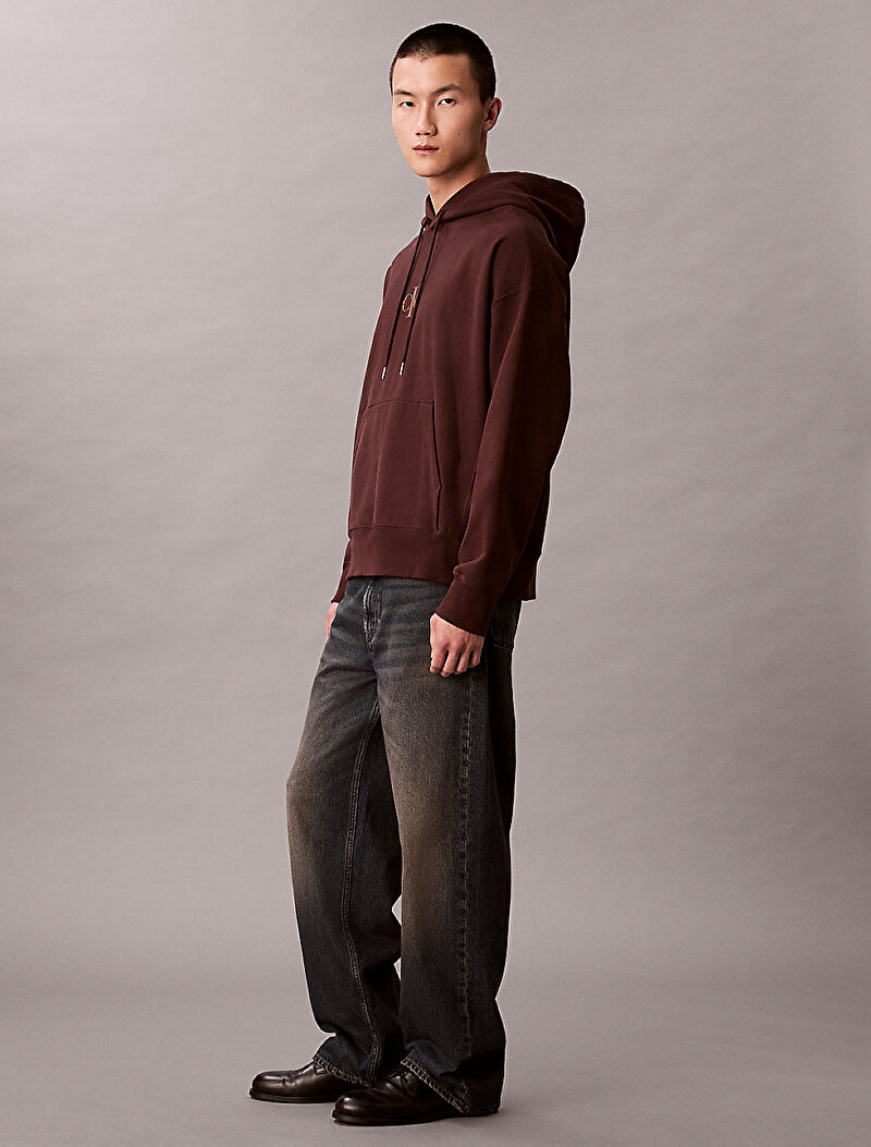 Calvin Klein Kahverengi Renkli Erkek Premium Terry Micro Sweatshirt