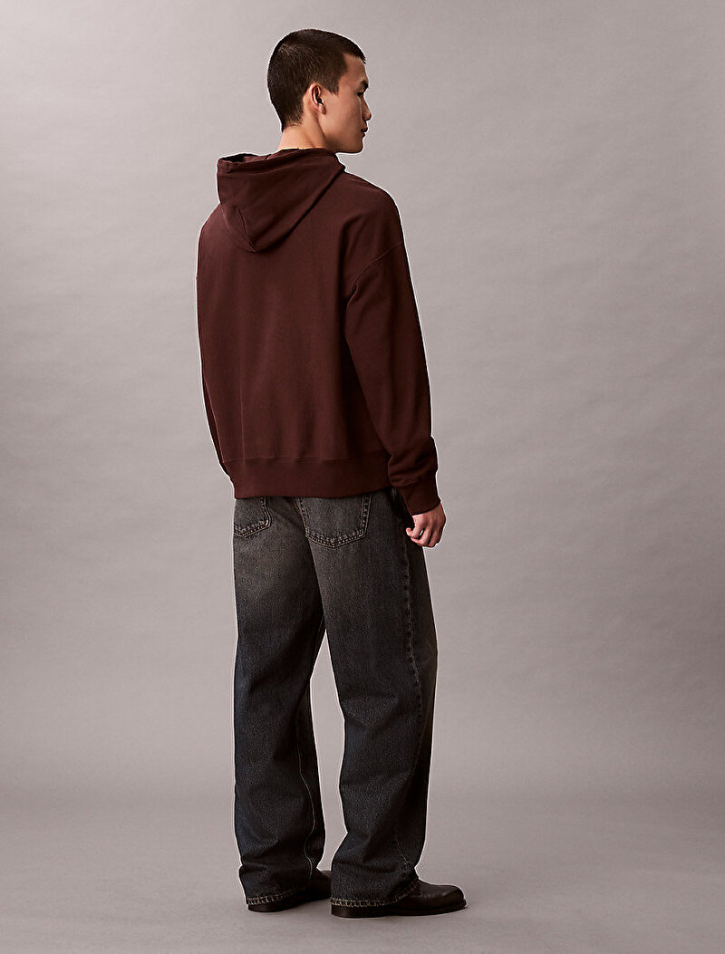 Calvin Klein Kahverengi Renkli Erkek Premium Terry Micro Sweatshirt