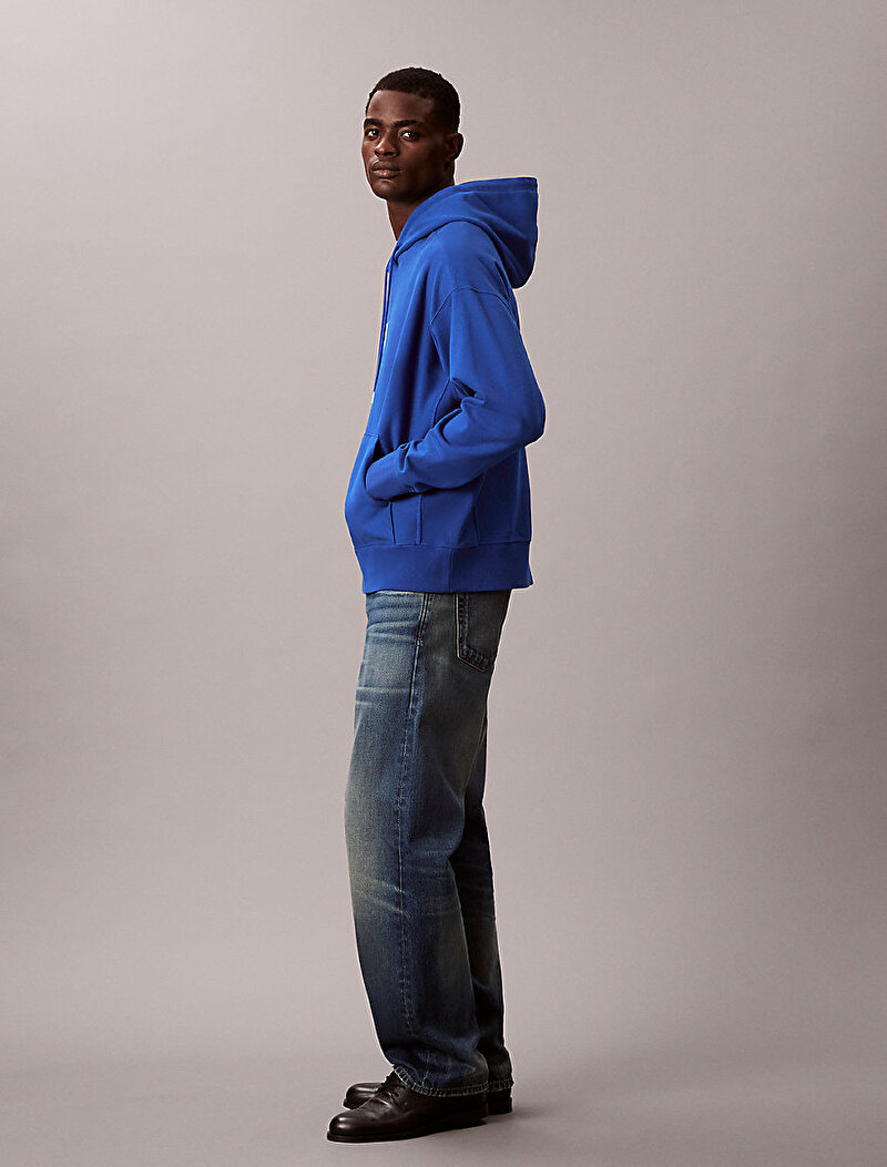 Calvin Klein Mavi Renkli Erkek Premium Terry Micro Sweatshirt