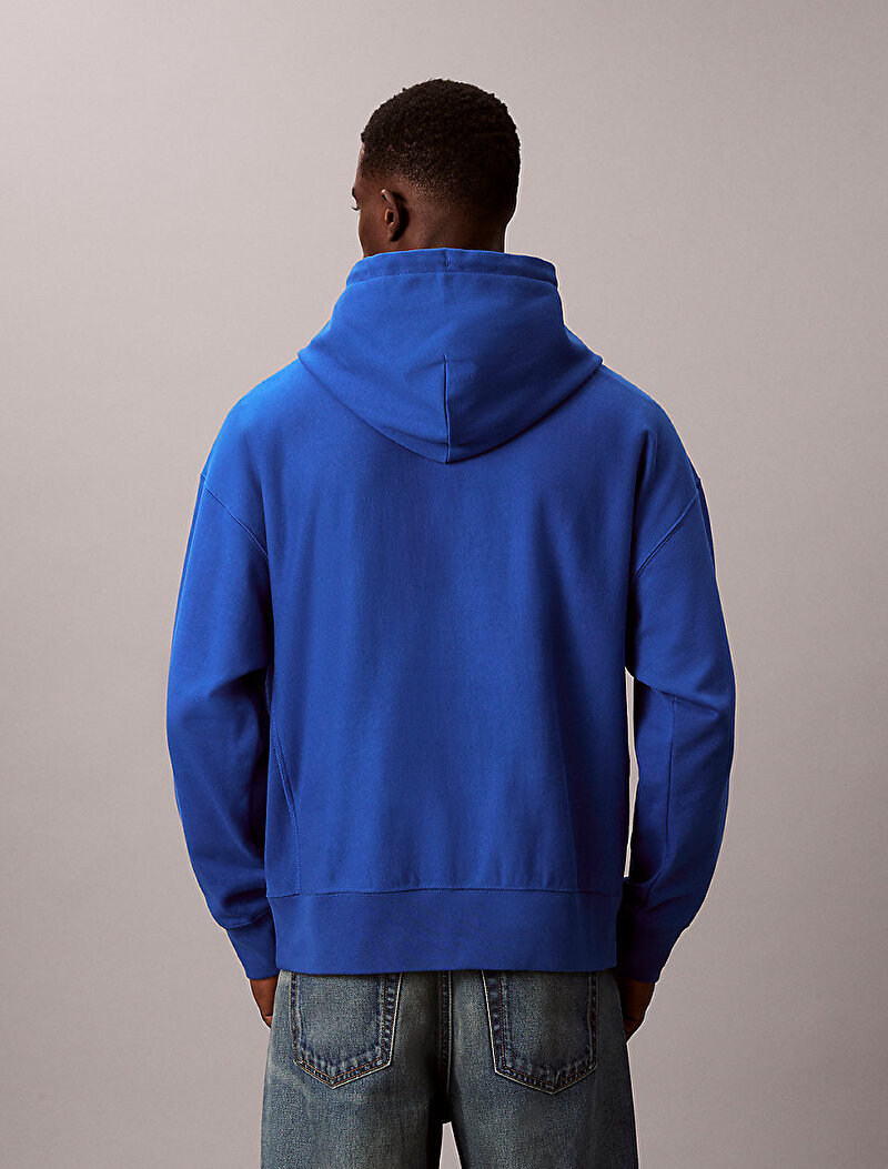 Calvin Klein Mavi Renkli Erkek Premium Terry Micro Sweatshirt