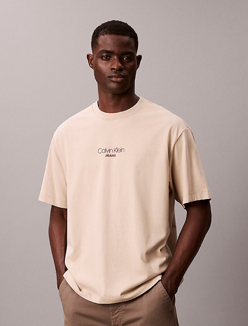 Calvin Klein Bej Renkli Erkek 16s Relaxed Fit T-shirt