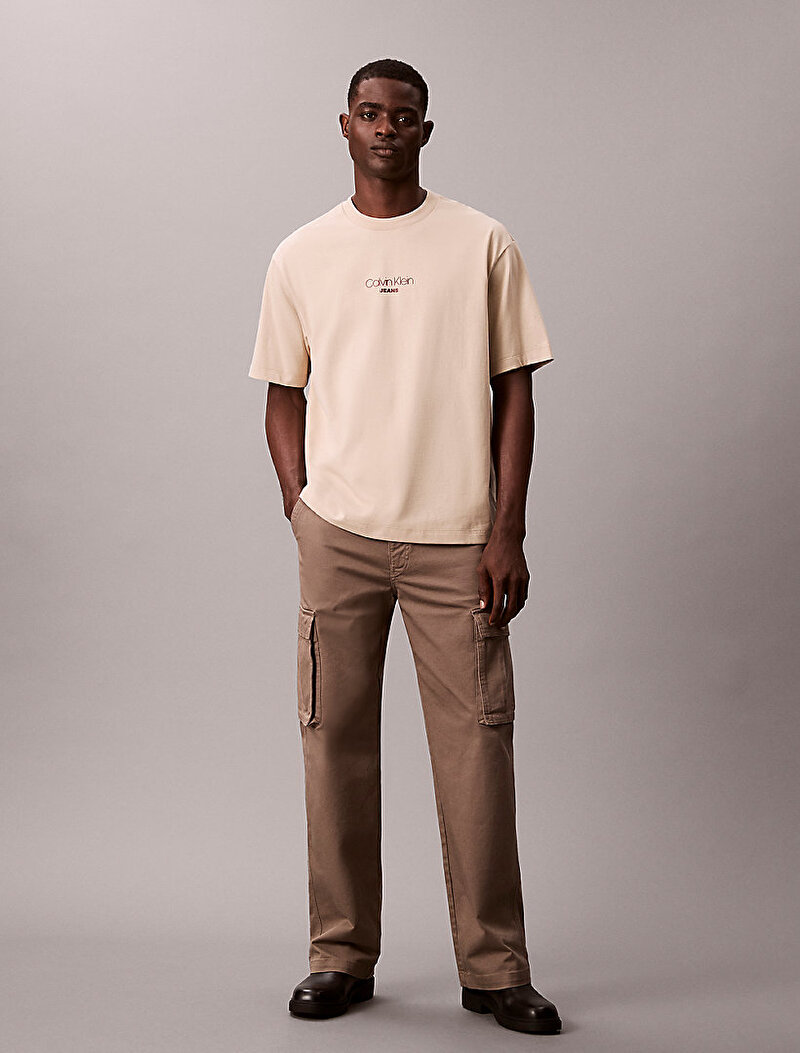 Calvin Klein Bej Renkli Erkek 16s Relaxed Fit T-shirt
