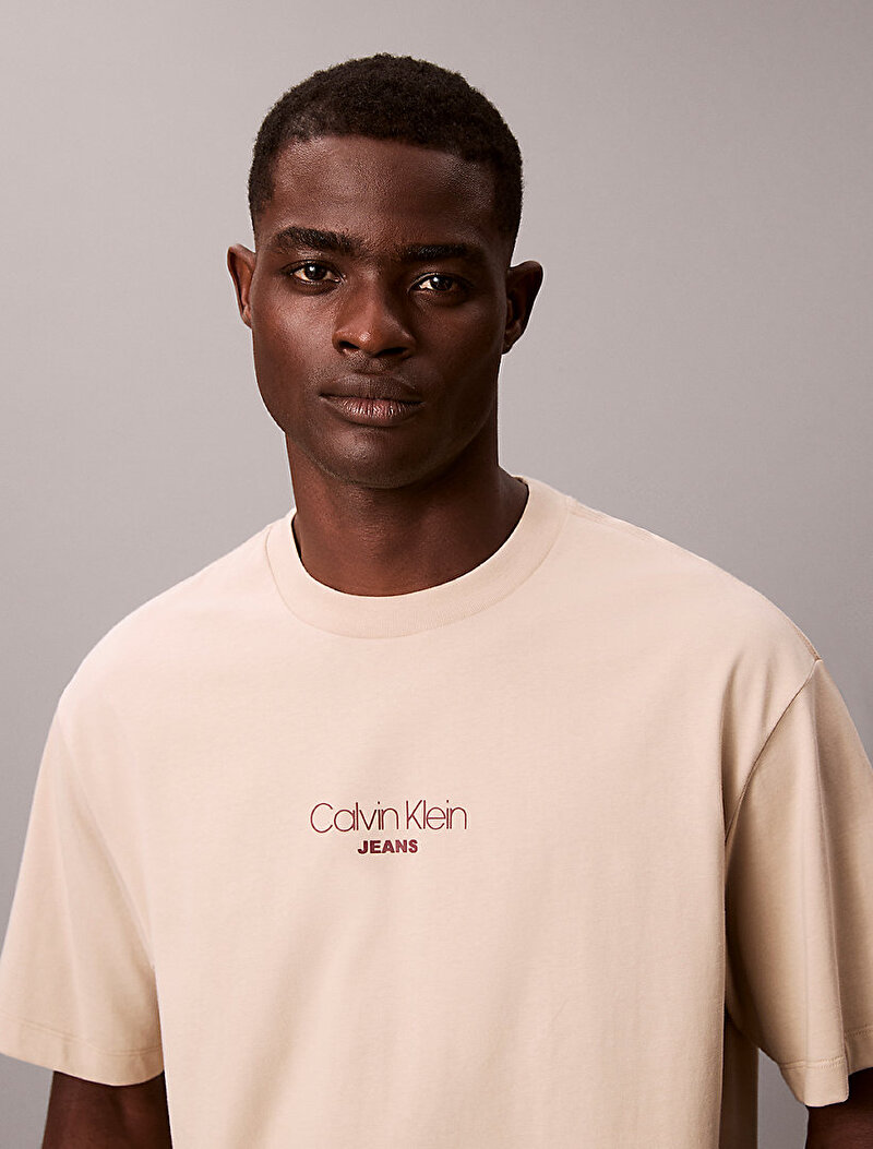 Calvin Klein Bej Renkli Erkek 16s Relaxed Fit T-shirt