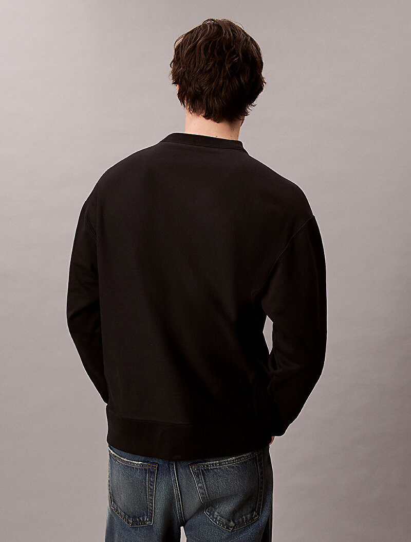 Calvin Klein Siyah Renkli Erkek Premium Terry Monogram Sweatshirt