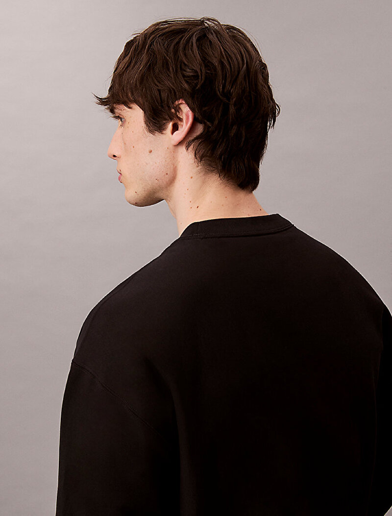 Calvin Klein Siyah Renkli Erkek Premium Terry Monogram Sweatshirt