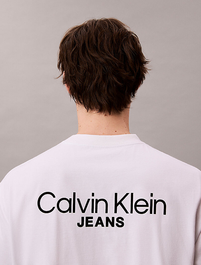 Calvin Klein Beyaz Renkli Erkek Logo Back Print T-shirt