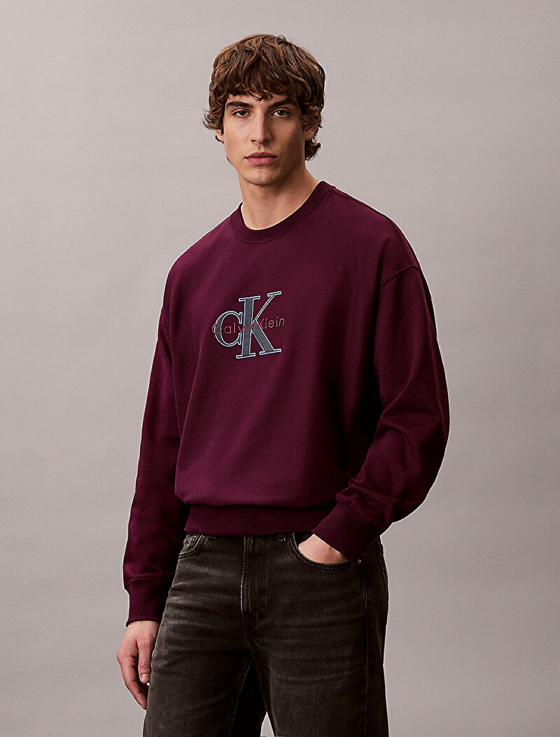 Calvin Klein Mor Renkli Erkek Premium Tri-color Sweatshirt