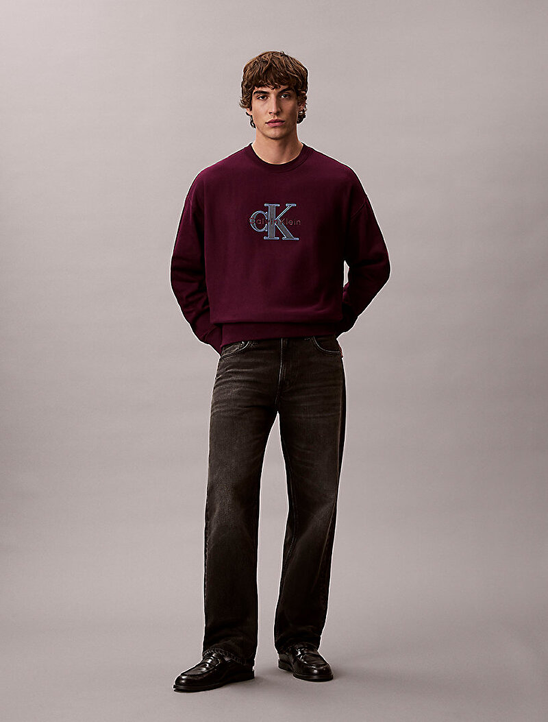 Calvin Klein Mor Renkli Erkek Premium Tri-color Sweatshirt