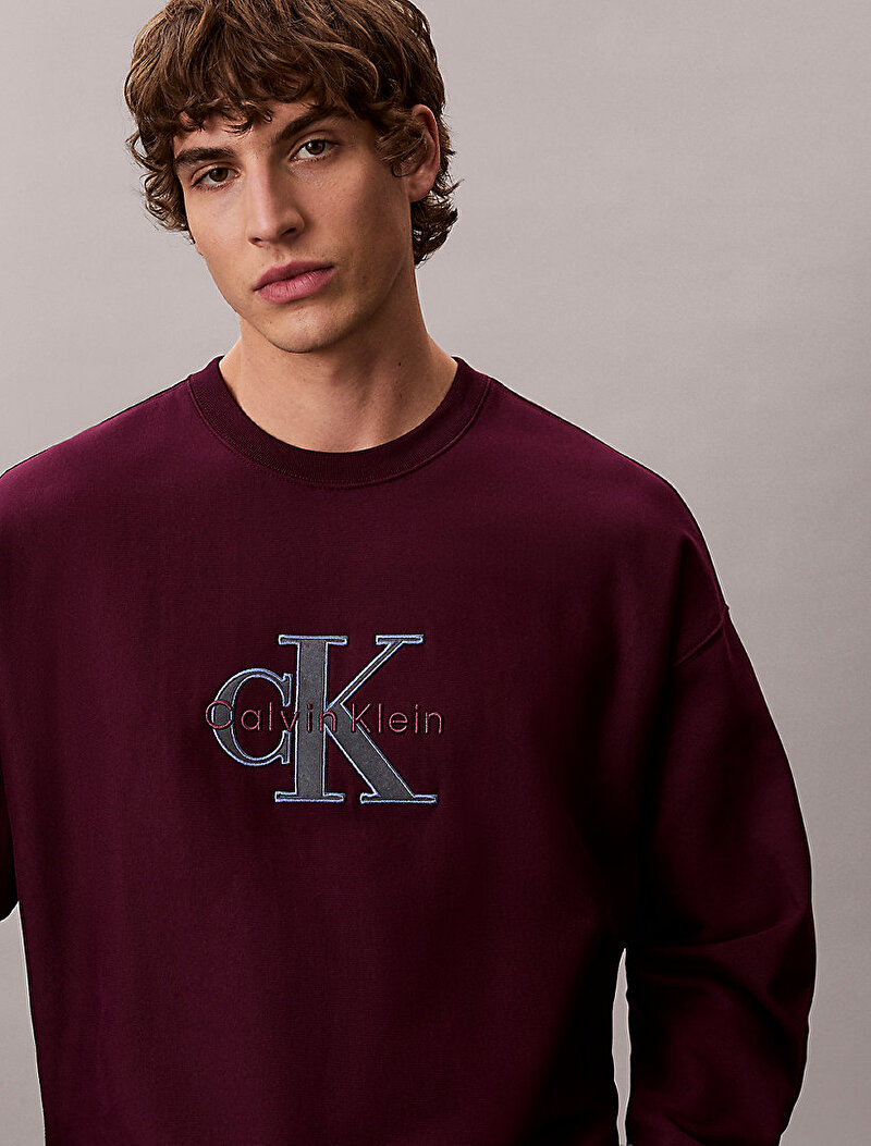 Calvin Klein Mor Renkli Erkek Premium Tri-color Sweatshirt