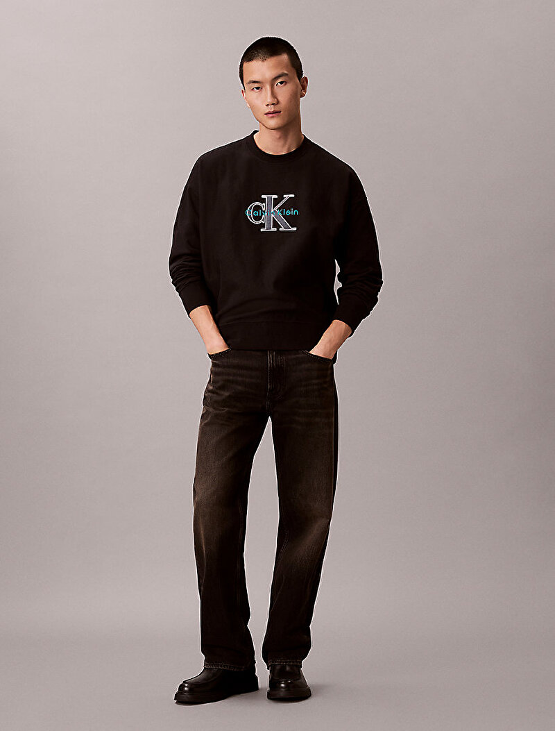 Calvin Klein Siyah Renkli Erkek Premium Tri-color Sweatshirt