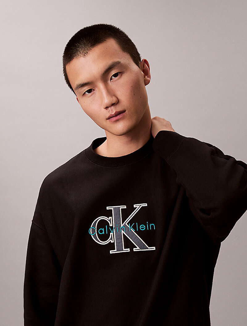 Calvin Klein Siyah Renkli Erkek Premium Tri-color Sweatshirt