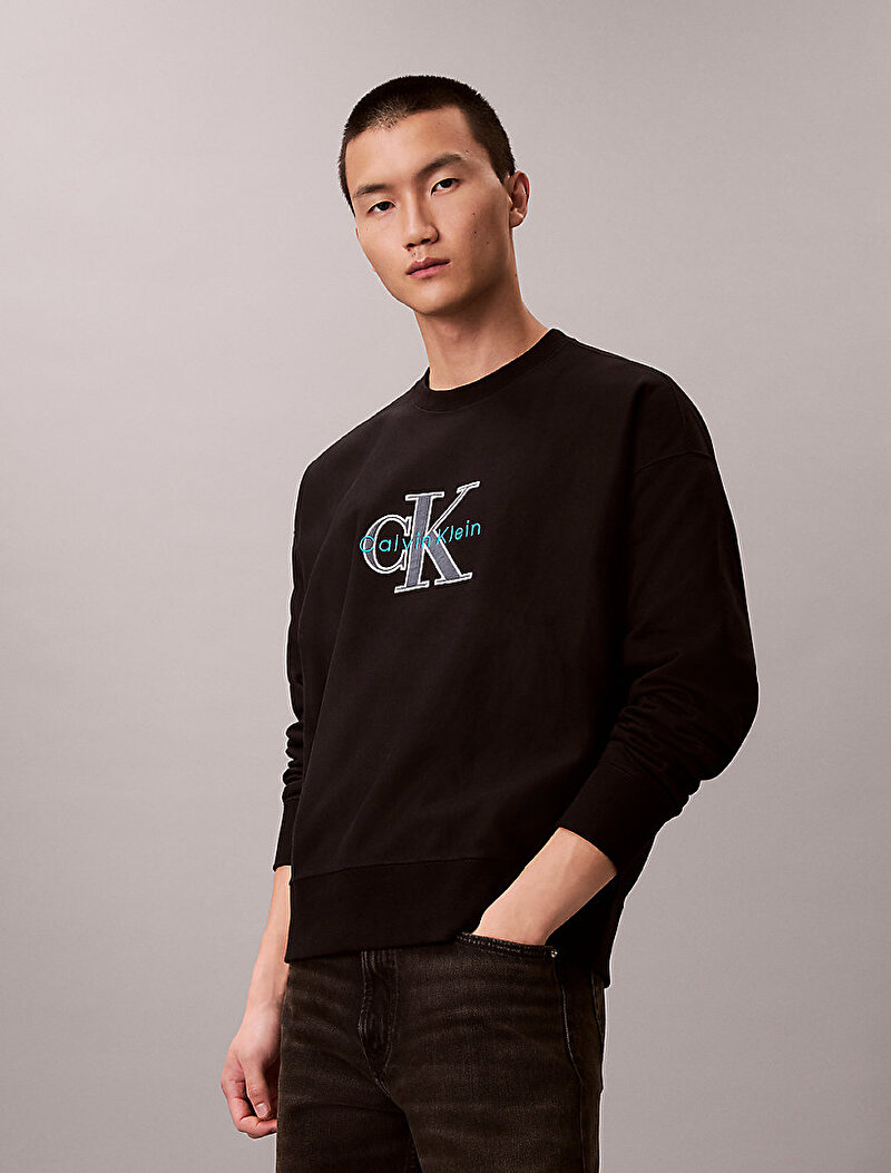 Calvin Klein Siyah Renkli Erkek Premium Tri-color Sweatshirt