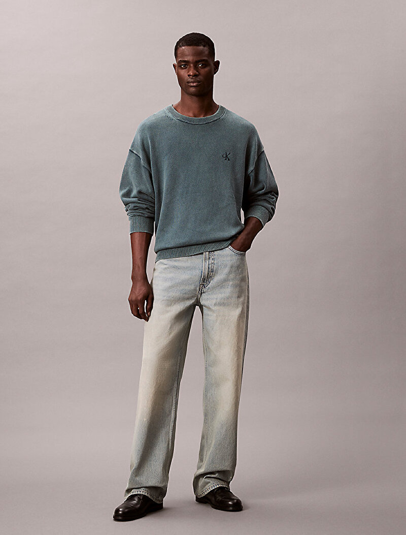 Calvin Klein Yeşil Renkli Erkek Easy Cotton Crewneck Kazak