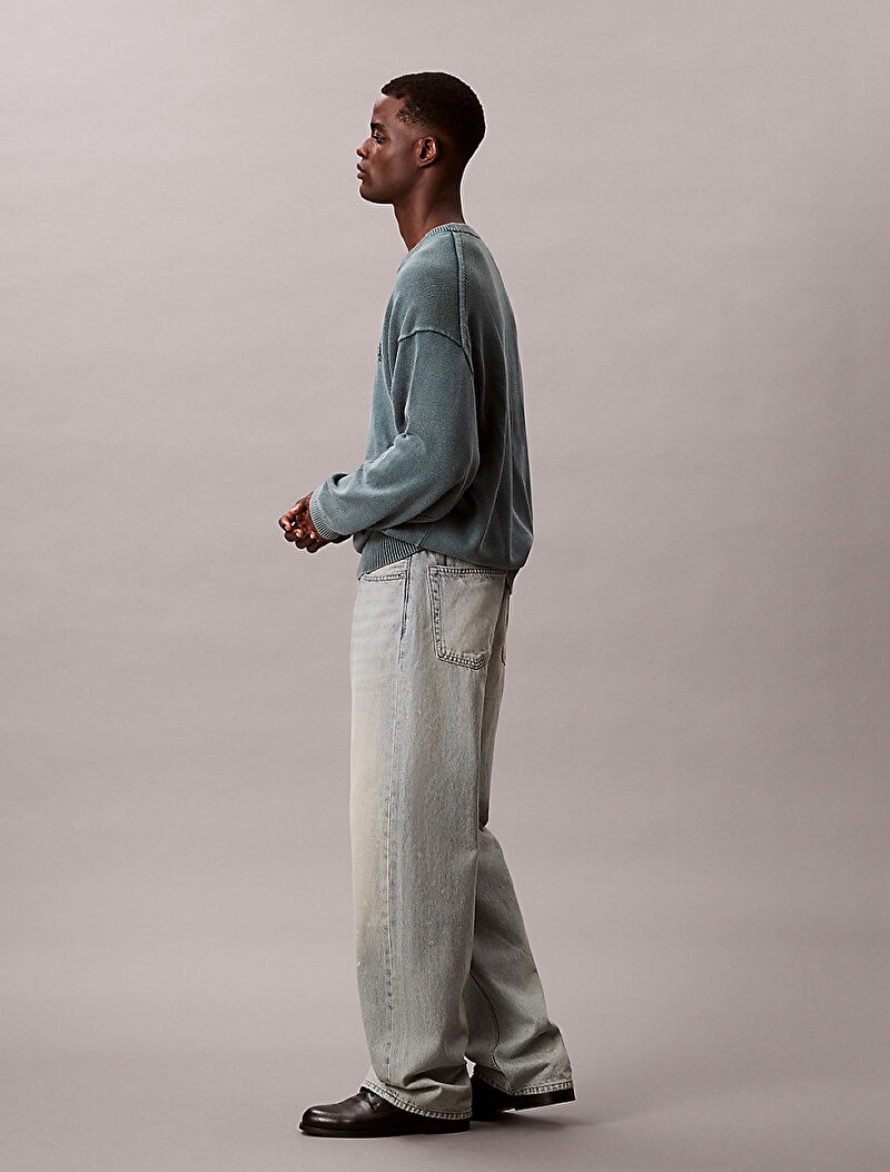 Calvin Klein Yeşil Renkli Erkek Easy Cotton Crewneck Kazak