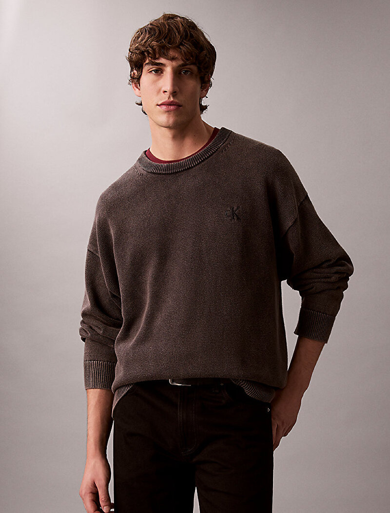 Calvin Klein Siyah Renkli Erkek Easy Cotton Crewneck Kazak