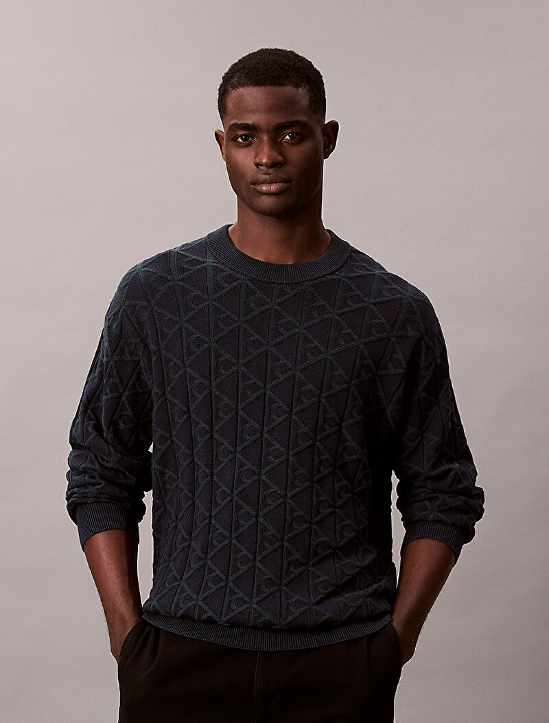 Calvin Klein Yeşil Renkli Erkek Easy Cotton Kazak