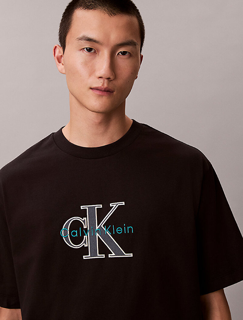 Calvin Klein Siyah Renkli Erkek 16s Tricolor Monogram T-shirt