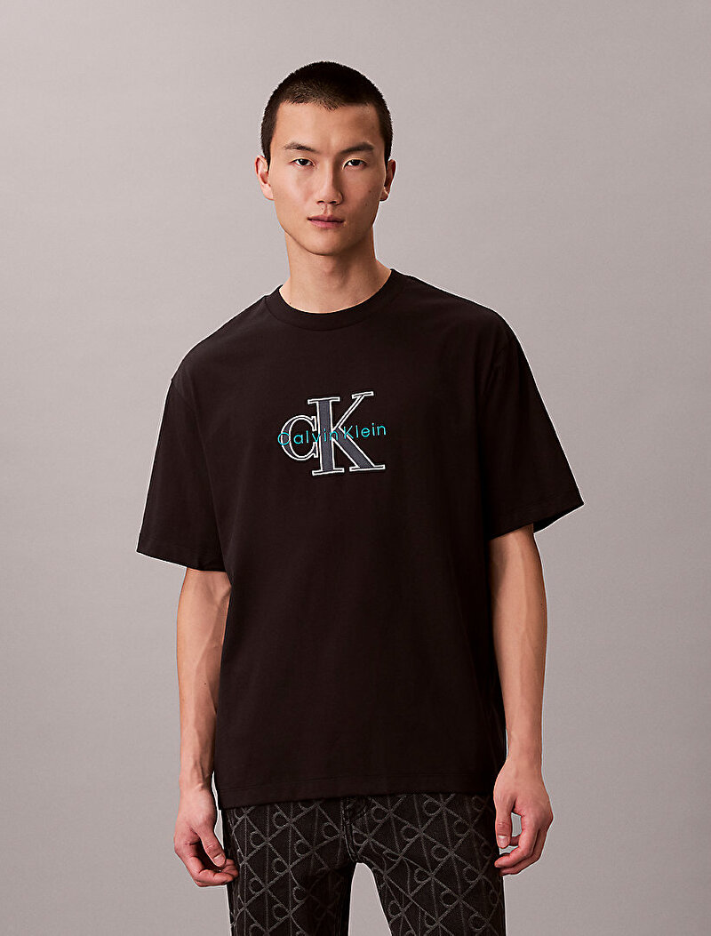 Calvin Klein Siyah Renkli Erkek 16s Tricolor Monogram T-shirt
